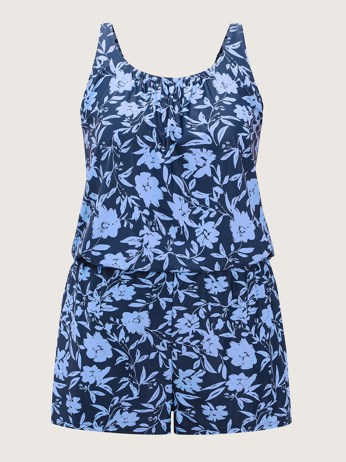 Einteiliger Badeanzug mit tropischem Blumenprint und Taschen